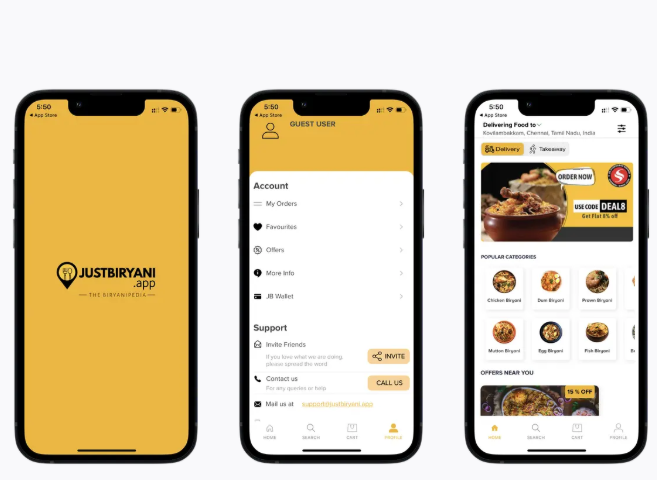 JustBiryani Food App